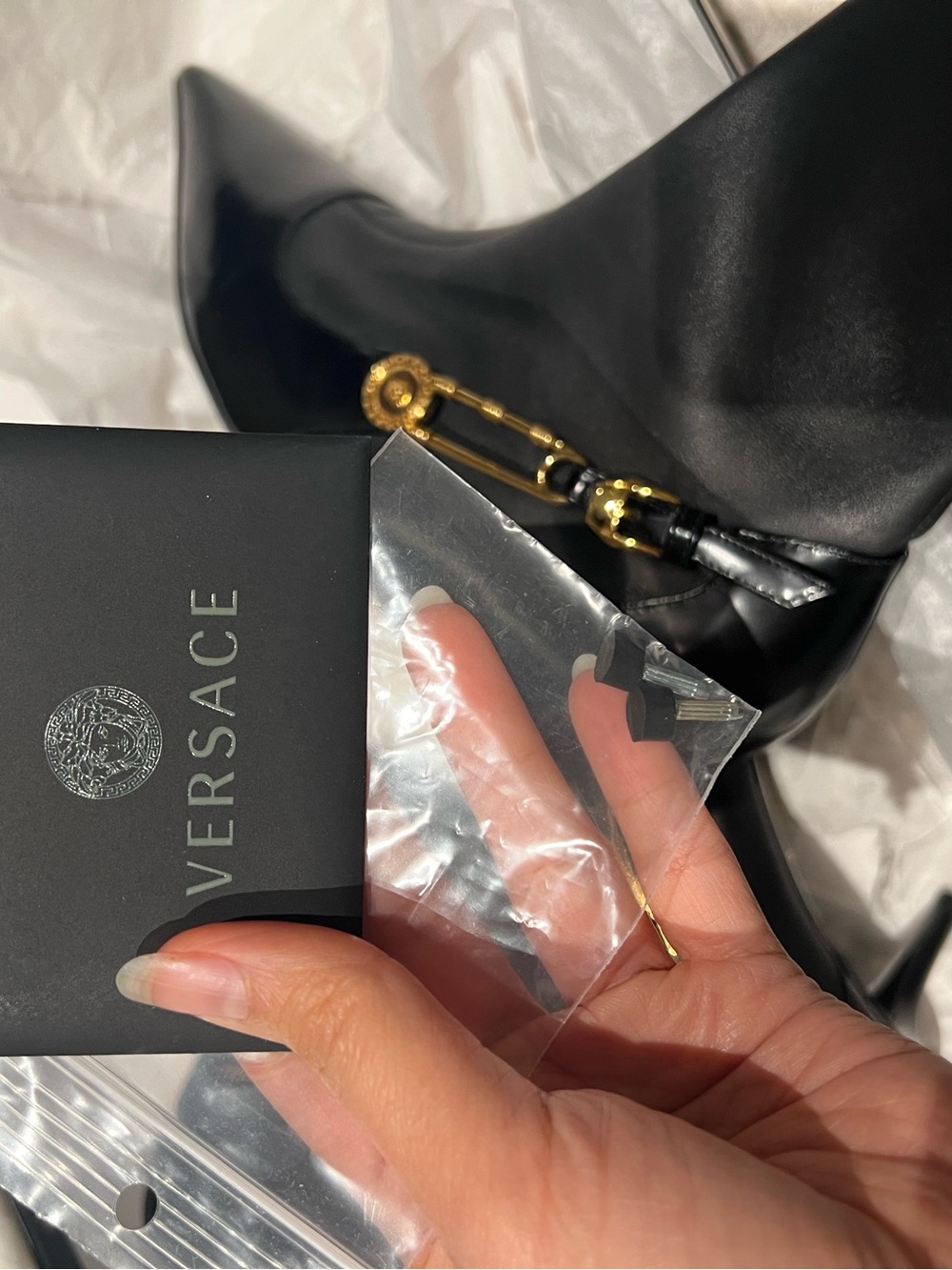 New Versace calf skin leather boots